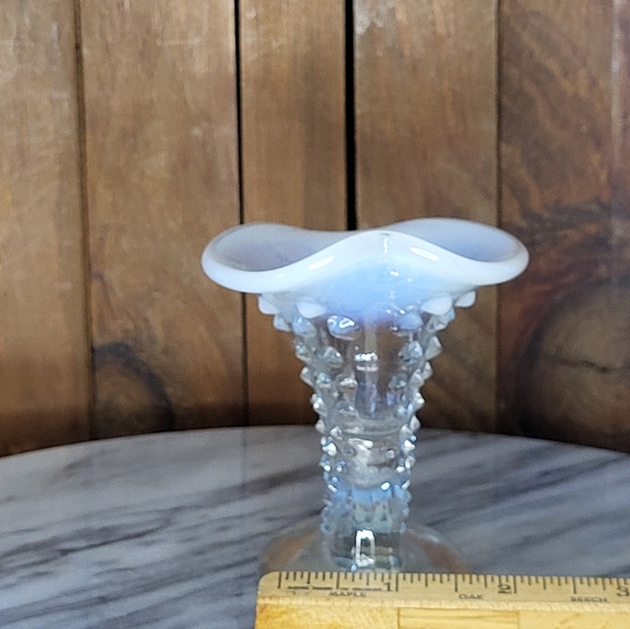 Fenton Blue and Clear Glass Vase - Picture 6 of 12